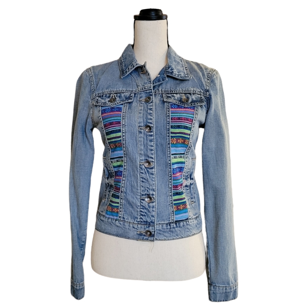 Colorful Patchwork Denim Jacket - image 2